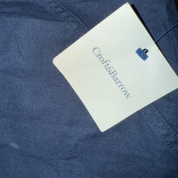 NWT Croft & Barrow Navy Linen Pants Stretch Waist Button Zip Fly Pockets Chic 10 - Picture 5 of 5